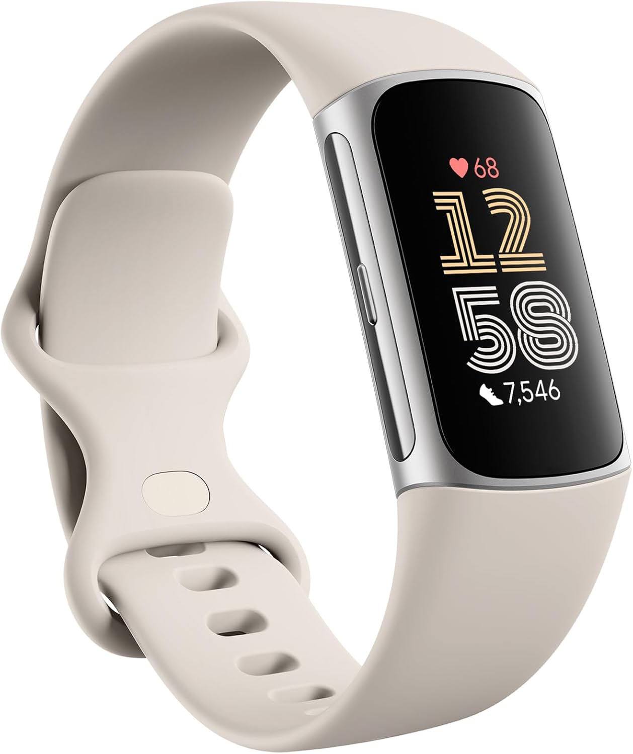 1783591155_Fitbit-Charge-6-Fitness-Tracker-with-Google-Apps-Heart.jpg Fitbit Charge 6 Fitness Tracker with Google Apps - Heart Rate on Exercise Equipment - 3-Month Google Health Premium Membership Included - Health Tools - Porcelain/Silver - Small&Large Bands Included - Image 1