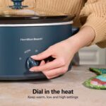 Hamilton Beach 6 Quart Slow Cooker with Space-Saving Folding Handles, 3 Heat Settings, Dishwasher Safe Stoneware Crock and Glass Lid, Kitchen Makeover Blue (33608) - Image 4