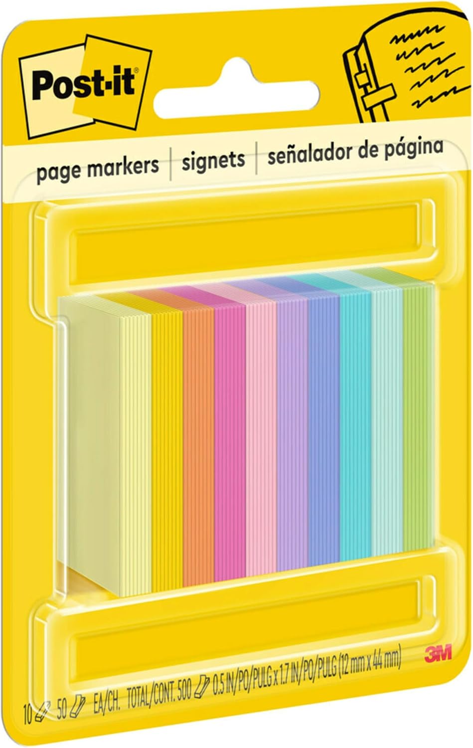 Post-it Page Markers, Assorted Bright Colors, 1/2 x 2-Inches, 50-Markers/Pad, 10-Pads/Pack, 2-Pack - Image 8