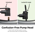 Schwinn Air Center Series or Basic Floor Pump, for a Range of Bikes, 100, 120 or 160 PSI, Soft Grip Handle, Dual Head for Schrader and Presta Valves, Manual Air Pump - Image 6