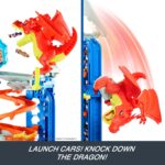 Hot Wheels City Ultimate Garage Track Set with 2 Die-Cast Toy Cars & Car-Eating Dragon, Stores 50+ Vehicles, 4 Levels - Image 3