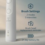 Philips Sonicare 5950 Series Electric Toothbrush, with Pressure Sensor, for Sensitive Gums, 6 Brushing Settings, SmarTimer, BrushPacer, 21-Day Runtime, Travel Case, White, HX7130/03 - Image 6