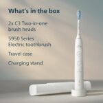 Philips Sonicare 5950 Series Electric Toothbrush, with Pressure Sensor, for Sensitive Gums, 6 Brushing Settings, SmarTimer, BrushPacer, 21-Day Runtime, Travel Case, White, HX7130/03 - Image 8