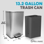 SIMPLI-MAGIC 50 Liter / 13.2 Gallon Soft-Close, Smudge Resistant Trash Can with Foot Pedal and Built in Filter- Stainless Steel, Sleek Finish - Image 3