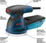 BOSCH ROS20VSC Palm Sander with Vacuum Dust Collector, 2.5 Amp 5 Inch Corded Variable Speed Random Orbital Sander, Polisher Kit with Soft Carrying Bag - Image 3
