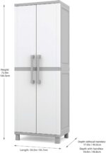 Keter Storage Cabinet with Doors and Shelves for Laundry Room, Garage, Bathroom Accessories, Closet and Home Organization, White & Grey - Image 3