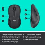 Logitech M510 Wireless Mouse, 2.4 GHz with USB Unifying Receiver, 1000 DPI Laser-Grade Tracking, 7-Buttons, 24-Months Battery Life, PC/Mac/Laptop - Graphite - Image 5