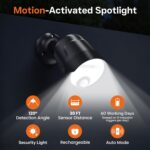 USB Rechargeable Motion Sensor Light Outdoor, 4000mAh Built-in Battery 600 Lumen Spotlight, IP65 Waterproof Cordless Wall Light for Porch Garage House - Image 3