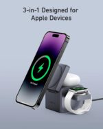 Anker 3-in-1 Cube Wireless Charger, MagSafe Charging Stand, 15W Foldable Fast Charging Station for iPhone 17/16/15, Apple Watch 1-8/Ultra, AirPods (Adapter Included, Non-Battery) - Image 3