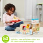 Melissa & Doug Slice-Stack-Serve, Wooden Sandwich Counter Pretend Play Store with Play Food Toys, Play Money & Deli Slicer, Preschool Toys for Kids 3+ - Image 4