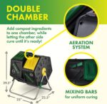 Miracle-Gro Dual Chamber Compost Tumbler – Easy-Turn, Heavy-Duty Outdoor Bin Composter with 2 Sliding Doors (2x18.5 Gal/70L - Image 3