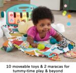 Fisher-Price Baby Musical Toy Set Glow and Grow Kick & Play Piano Gym Blue Playmat with 2 Rattle Maracas for Newborns Ages 0+ Months - Image 3