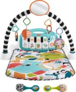 Fisher-Price Baby Musical Toy Set Glow and Grow Kick & Play Piano Gym Blue Playmat with 2 Rattle Maracas for Newborns Ages 0+ Months - Image 4