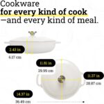 Lodge Essential Enamel Braiser - Refrigerator- & Oven-Safe up to 500° F - Heat-Retaining, Induction-Safe & PFAS-Free Enamel Cookware - 3.6 Quart, Oyster White - Image 6