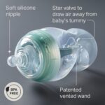 Tommee Tippee Advanced Anti-Colic 9 oz BPA Free Baby Bottles, Newborn 0+ Months, Slow Flow Breast-Like Nipple, Unique Design Keeps Air Away from Milk and Baby, Pink and Purple, Pack of 2 - Image 3