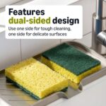 Amazon Basics Heavy Duty Dual-Sided Scrub Sponges, Reusable, 4.4 x 2.7 x 0.8 in, Yellow/Green, 6-Pack - Image 4