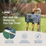 Orbit Programmable Digital Hose Watering Timer - 3 Outlet - Battery Powered - with LCD Screen - Built-in Rain Delay - Water-Resistant - 56082 - Image 3