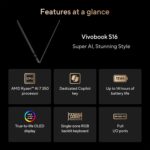 ASUS Vivobook S16 Laptop, Copilot+ PC, AMD Ryzen AI 7 350 with XDNA NPU, 16GB Memory, 1TB SSD, Neutral Black, M5606KA-DS76 - Image 3