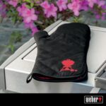 Weber Barbecue Mitt – Black Cotton Grill Mitt with Red Kettle Embroidery, Foldable Cuff, One‑Size‑Fits‑Most - Image 3
