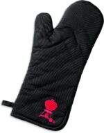 Weber Barbecue Mitt – Black Cotton Grill Mitt with Red Kettle Embroidery, Foldable Cuff, One‑Size‑Fits‑Most - Image 4
