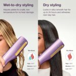 Shark SilkiPro™ Straight | Wet-to-Dry Hair Straightener + Rapid Blow Dryer | 3 Interchangeable Combs | Ultra-Fast Drying | No Heat Damage | for All Hair Types | Rose Petal | HT400PK - Image 6
