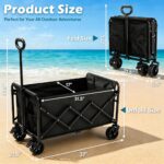 Wagons Carts Foldable, Beach Wagon with Brakes & All-Terrain Wheels 560LBS Capacity Collapsible Wagon for Trips, Outdoor Camping, Sports & Garden Use - Image 4