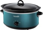 Crock-Pot 7-Quart Manual Slow Cooker, Family Size Serves 8+ People & Fits 6-lb Roast, Removable Stoneware with Warming Setting, Dishwasher Safe for Easy Cleanup, Turquoise