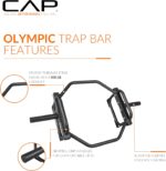 CAP Olympic Trap & Shrug Bar with Elevated Grip, 500-Lb Capacity - Image 3