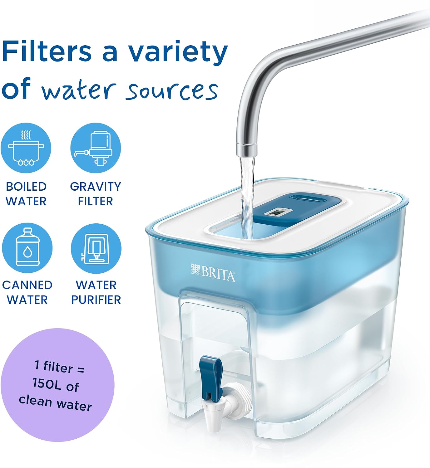 BRITA Flow XXL Water Filter Tank (8.2L) incl. 1x MAXTRA PRO All-in-1 Cartridge - Fridge-Fitting Dispenser for Families and Offices - Now in Sustainable Smart Box (Branding Slightly Different) - Image 4