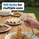 Amazon Basics Disposable Clear Plastic Forks, Premium Quality, 100 Count, Large Pack, Packaging May Vary - Image 4