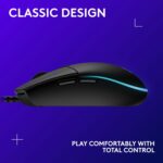 Logitech G203 Wired Gaming Mouse, 8,000 DPI, Rainbow Optical Effect LIGHTSYNC RGB, 6 Programmable Buttons, On-Board Memory, Screen Mapping, PC/Mac Computer and Laptop Compatible - Black - Image 7