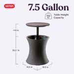Keter Pacific Cool Bar Outdoor Patio Furniture and Hot Tub Side Table with 7.5 Gallon Beer and Wine Cooler, Espresso Brown - Image 3