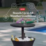 Keter Pacific Cool Bar Outdoor Patio Furniture and Hot Tub Side Table with 7.5 Gallon Beer and Wine Cooler, Espresso Brown - Image 4