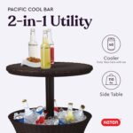 Keter Pacific Cool Bar Outdoor Patio Furniture and Hot Tub Side Table with 7.5 Gallon Beer and Wine Cooler, Espresso Brown - Image 6