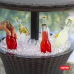Keter Pacific Cool Bar Outdoor Patio Furniture and Hot Tub Side Table with 7.5 Gallon Beer and Wine Cooler, Espresso Brown - Image 9
