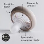 Tommee Tippee Breast-Like Pacifier, 0-6 Months, Symmetrical Design, Natural Breast-Like Baglet, BPA-Free Binkies, Rose/Green/Cream, Pack of 4 - Image 3