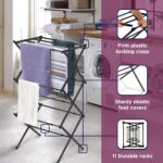Black+Decker 3 Tier Expandable Collapsing Foldable Laundry Rack for Air Drying Clothing, Space Saving Heavy Duty Lightweight Metal Drying Rack, Black - Image 4
