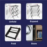 Black+Decker 3 Tier Expandable Collapsing Foldable Laundry Rack for Air Drying Clothing, Space Saving Heavy Duty Lightweight Metal Drying Rack, Black - Image 5