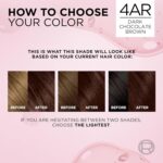 L'Oreal Paris Excellence Crème Permanent Hair Dye, Triple Care Hair Color with Hyaluronic Acid for 100% Gray Coverage, 4AR Dark Chocolate Brown, 1 Kit (Packaging May Vary) - Image 4
