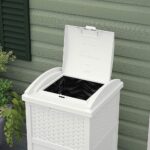 Suncast Hideaway Outdoor Trash Can with Lid - 30 Gallon Trash Can, White, Decorative Wicker-Style Garbage Bin, Weather-Resistant Resin, Fits 30-33 Gallon Bags, Ideal for Patio & Yard, Made in USA - Image 4