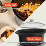 bella 6.0 Qt Programmable Slow Cooker, Ceramic Nonstick Coating, Adjustable Temperature & Cooking Times, Dishwasher Safe Stoneware Pot & Tempered Glass Lid, Tangle Free Cord Wrap, Oatmilk - Image 4