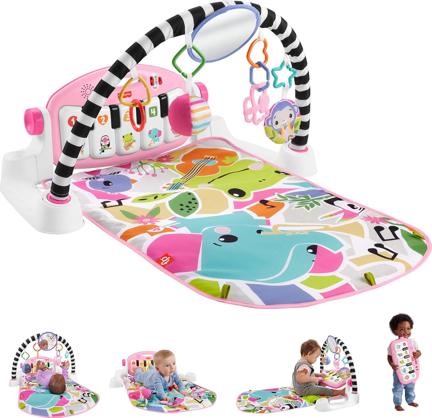 1783887300_Fisher-Price-Baby-Playmat-Glow-and-Grow-Kick-Play-Piano.jpg Fisher-Price Baby Playmat Glow and Grow Kick & Play Piano Gym, Pink Musical Learning Toy with Developmental Activities for Newborns 0+ Months - Image 1