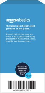 Amazon Basics 13 Gallon Tall Kitchen Drawstring Trash Bags, Flextra Strength, Clean Fresh Scent, Tear Resistant, 0.9 mil Thickness, 10% Post Consumer Recycled, 120 Count - Image 6