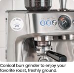 Chefman Crema Supreme 15 Bar Espresso Machine with Milk Frother, Barista Steam Wand, Professional Coffee Maker with Coffee Grinder, 30 Grind Settings, 3L Removable Water Tank - Stainless Steel - Image 3