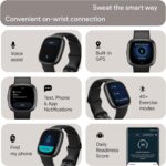 Fitbit Versa 4 Health and Fitness Smart Watch (Black/Graphite) with Built-in GPS, 6 Day Battery Life, S & L Bands, Bundle with 3.3foot Charge Cable, Wall Adapter, Screen Protectors & PremGear Cloth - Image 3