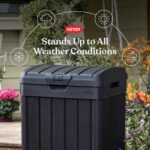 Keter Baltimore Resin 38 Gallon Outdoor Kitchen Trash Can with Lid and Drip Tray for Easy Cleaning-Perfect for Patio Dining, Black - Image 3