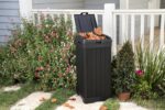 Keter Baltimore Resin 38 Gallon Outdoor Kitchen Trash Can with Lid and Drip Tray for Easy Cleaning-Perfect for Patio Dining, Black - Image 4
