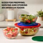 Pyrex Sculpted (3-Pack) Glass Mixing Bowls Set With Plastic Lids For Prepping, Baking and Cooking, Preheated Oven, Dishwasher, Freezer, and Microwave Safe - Image 4