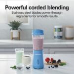 Hamilton Beach Portable Blender for Shakes and Smoothies, 14 Oz BPA Free Travel Cup & Lid, Durable Stainless Steel Blades, Personal Smoothie Blender, Tranquil Blue (51172) - Image 3