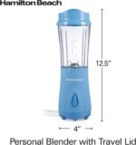 Hamilton Beach Portable Blender for Shakes and Smoothies, 14 Oz BPA Free Travel Cup & Lid, Durable Stainless Steel Blades, Personal Smoothie Blender, Tranquil Blue (51172) - Image 7